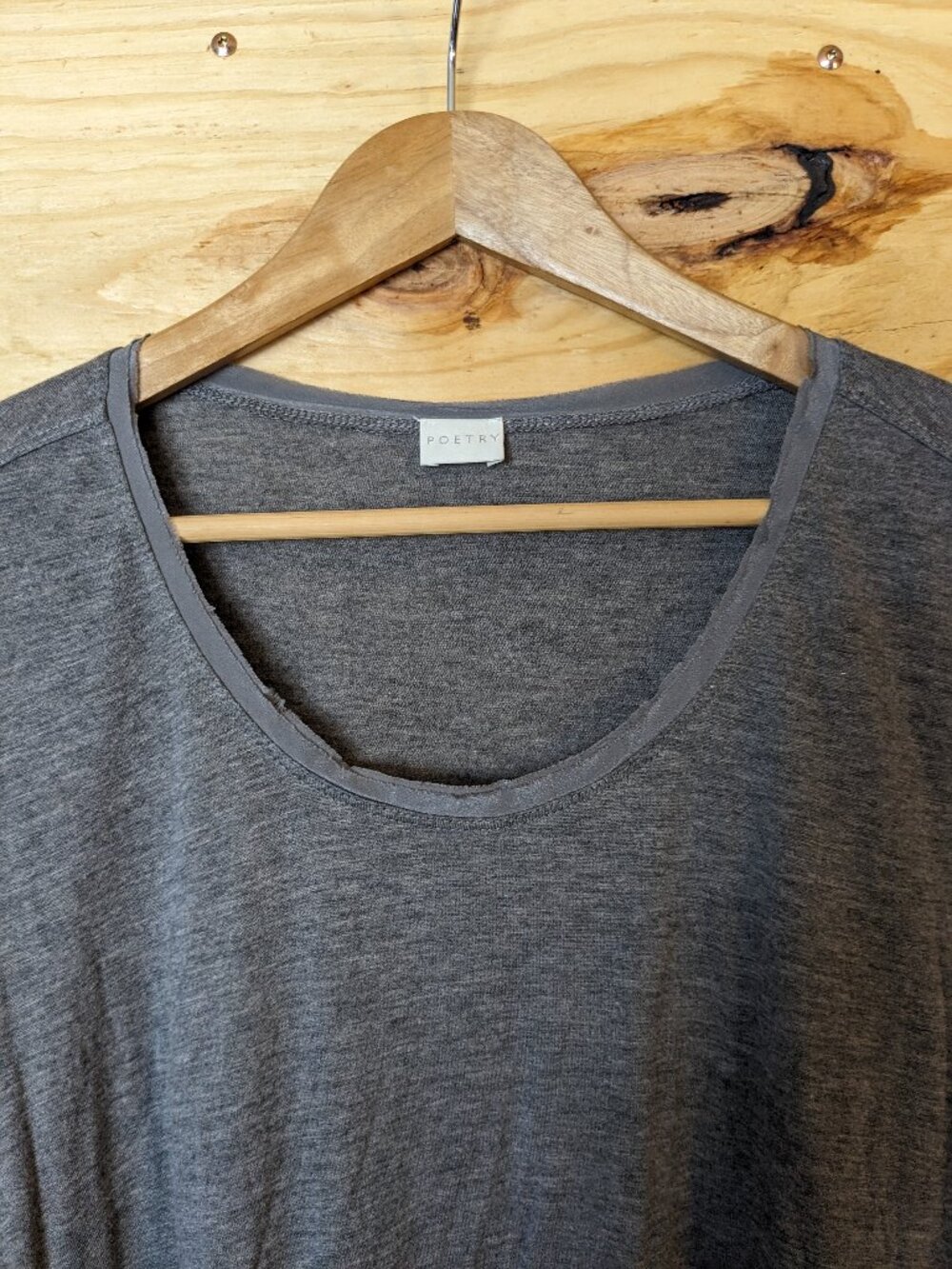 Poetry Gray Wool Silk Top Womens US 6 Small Lagenlook Minimalist Layered Knit - Picture 2 of 7